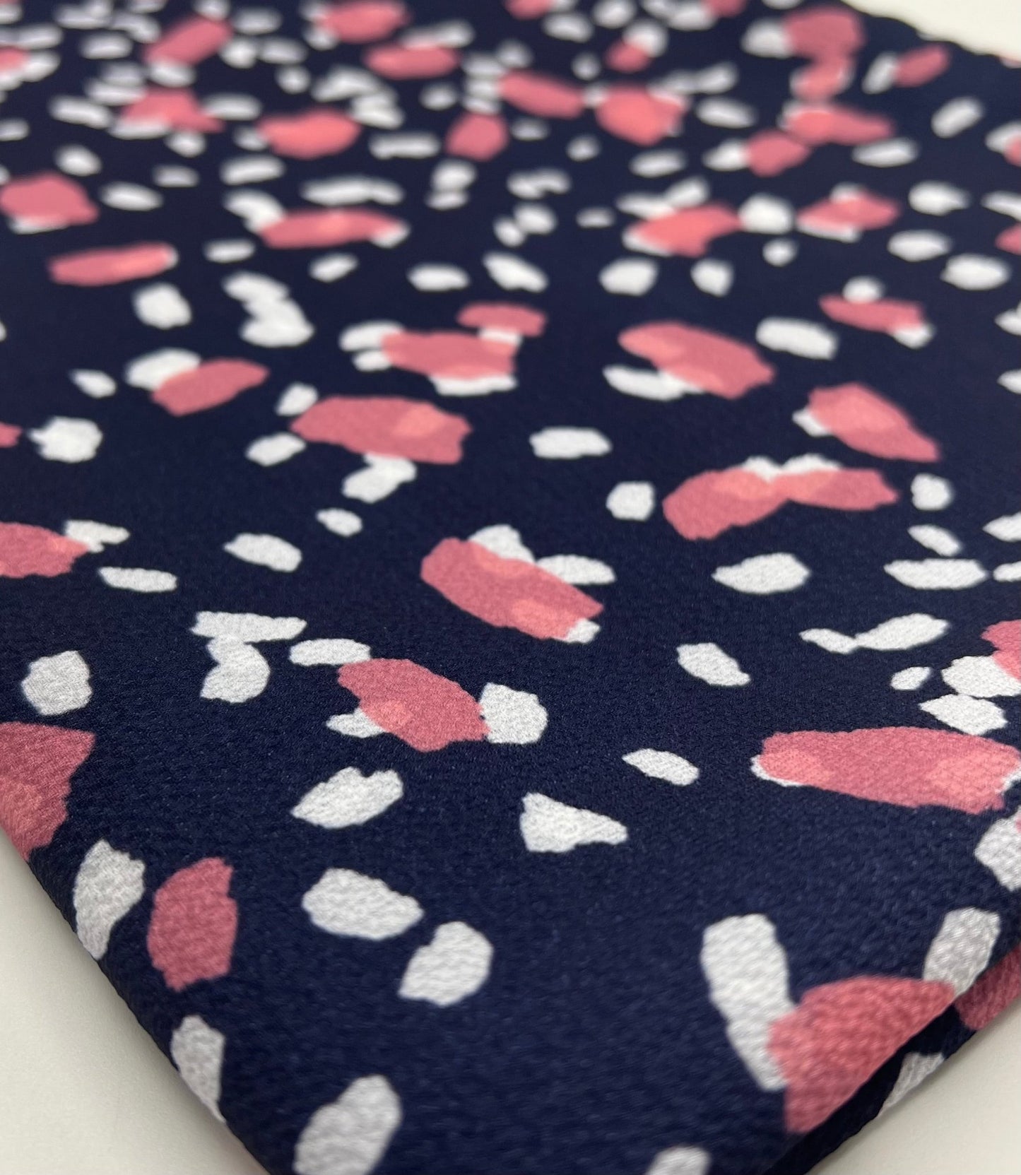 Navy Animal Print Lightweight Bubble Crepe Fabric - T9 Fabrics