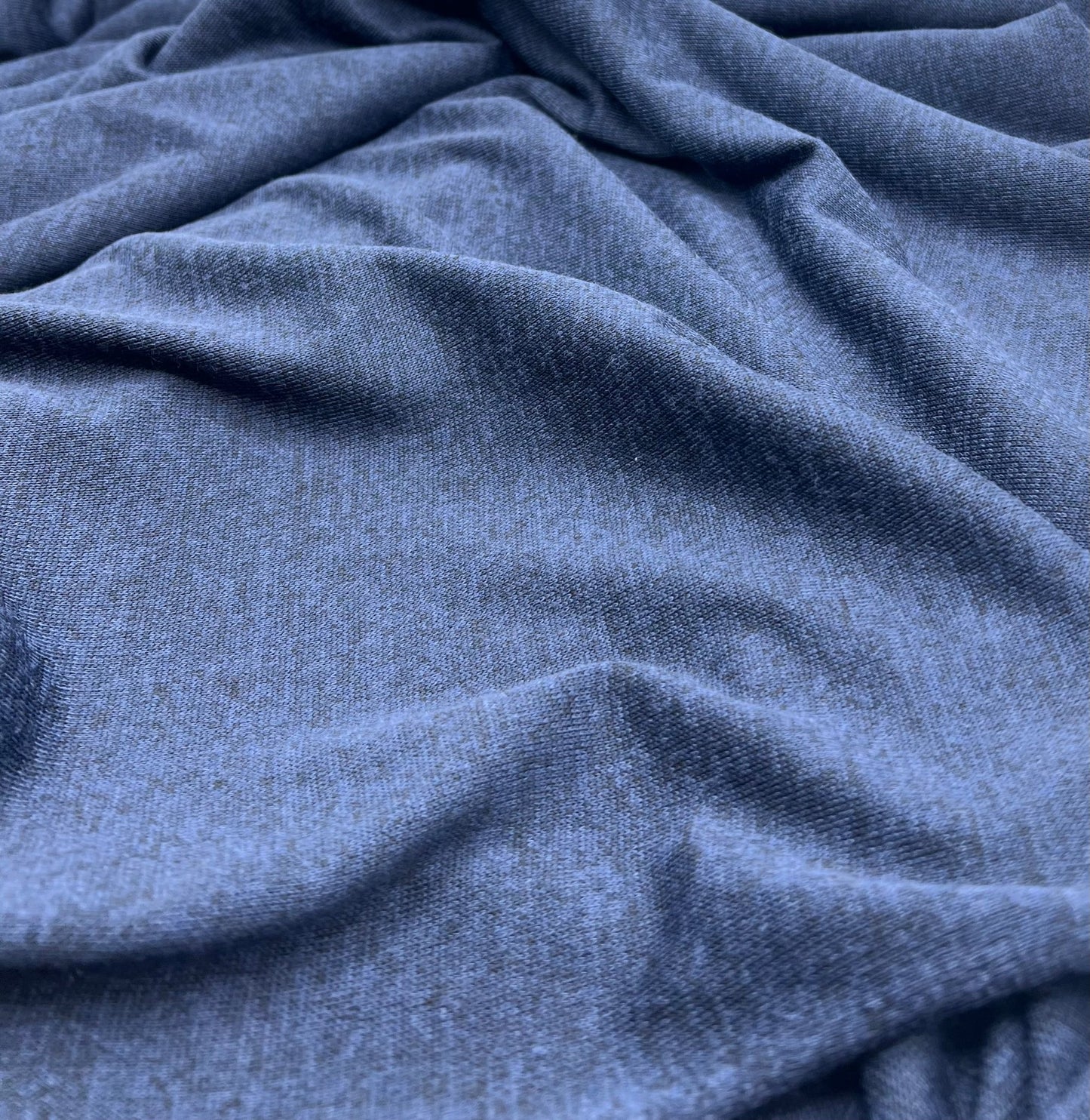 Navy Blue Melange Knit Stretch Fabric - T9 Fabrics