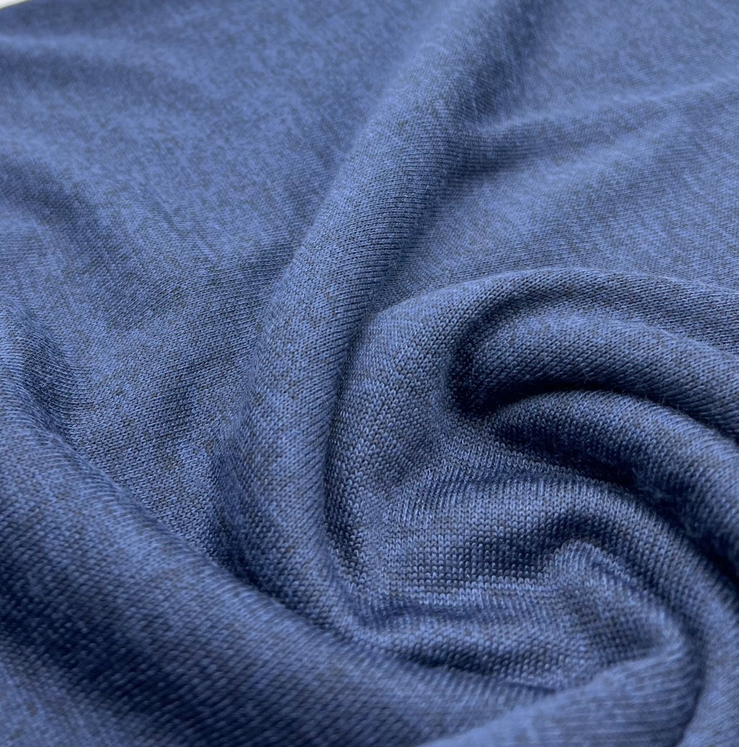 Navy Blue Melange Knit Stretch Fabric - T9 Fabrics