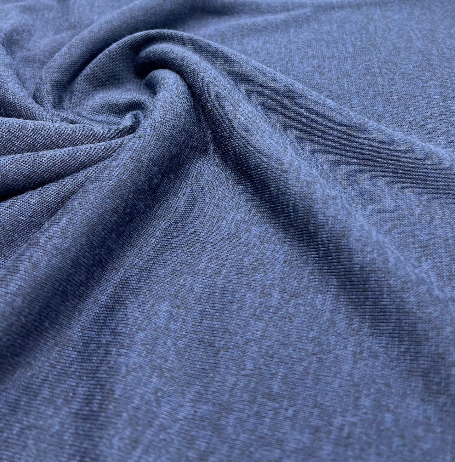 Navy Blue Melange Knit Stretch Fabric - T9 Fabrics