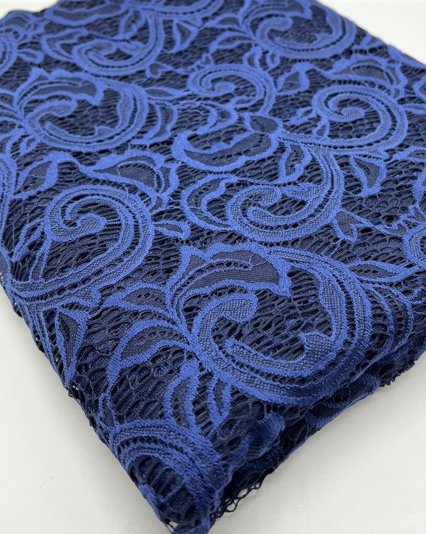 Navy Floral Lace Fabric Stretch - T9 Fabrics