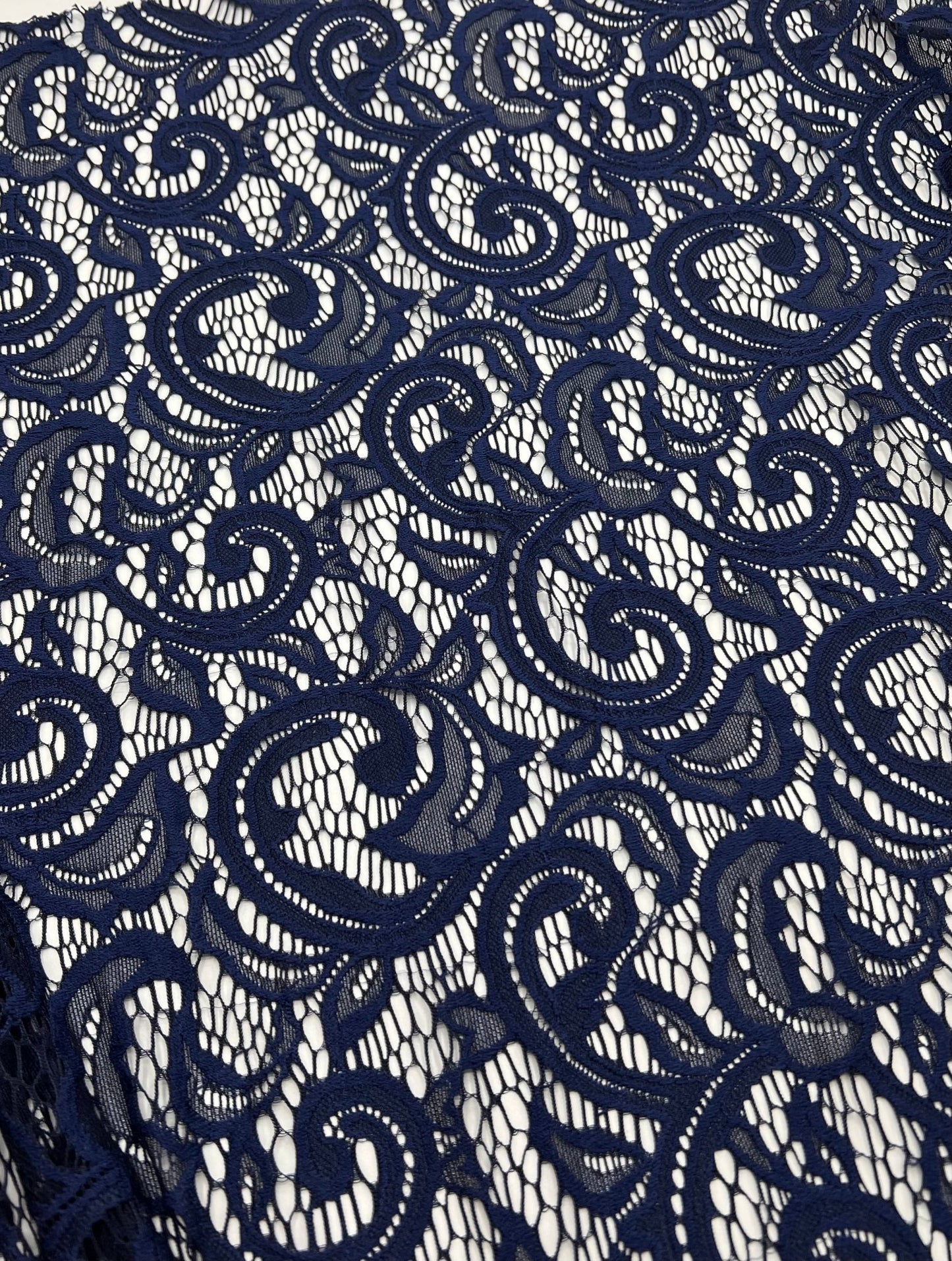 Navy Floral Lace Fabric Stretch - T9 Fabrics
