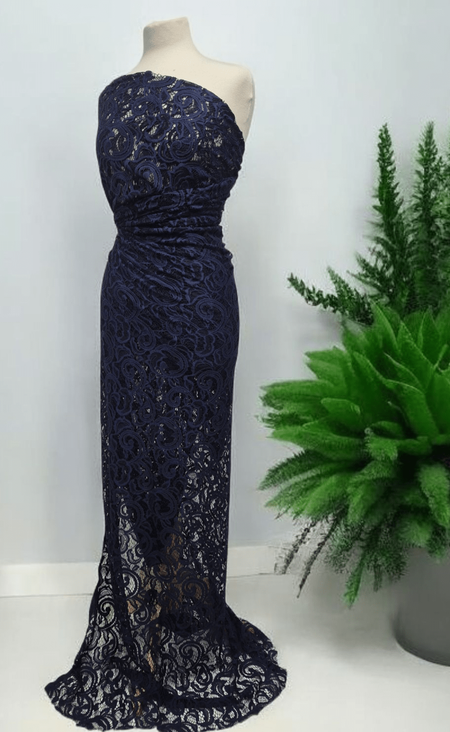 Navy Floral Lace Fabric Stretch - T9 Fabrics
