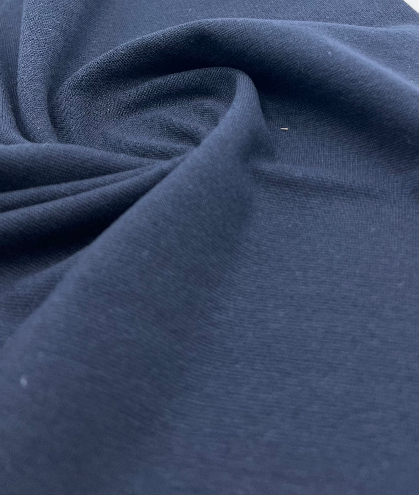 Navy Jersey Cuffing Ribbing Fabric 270 GSM Cotton Knit 70cm Wide - T9 Fabrics