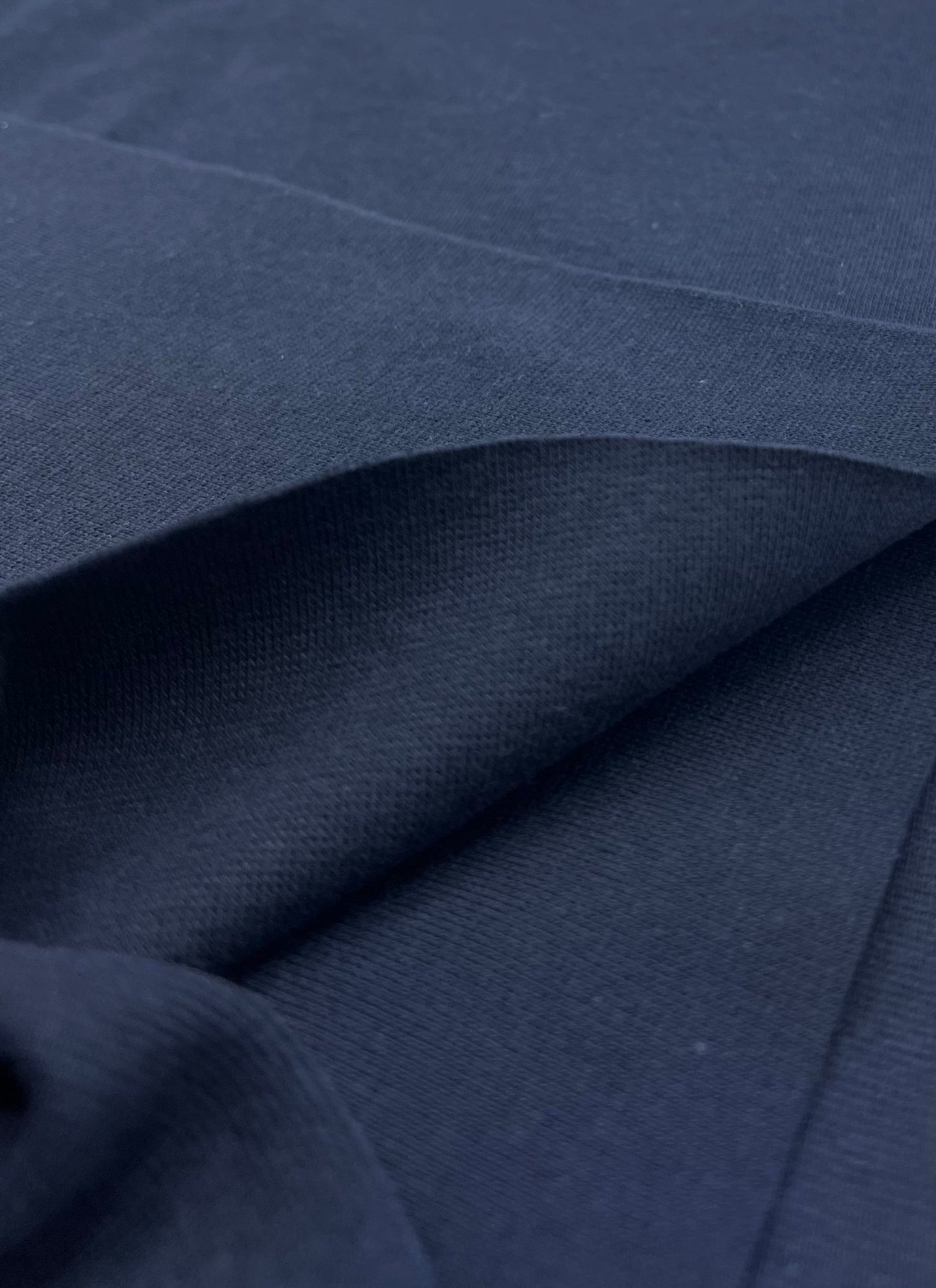Navy Jersey Cuffing Ribbing Fabric 270 GSM Cotton Knit 70cm Wide - T9 Fabrics