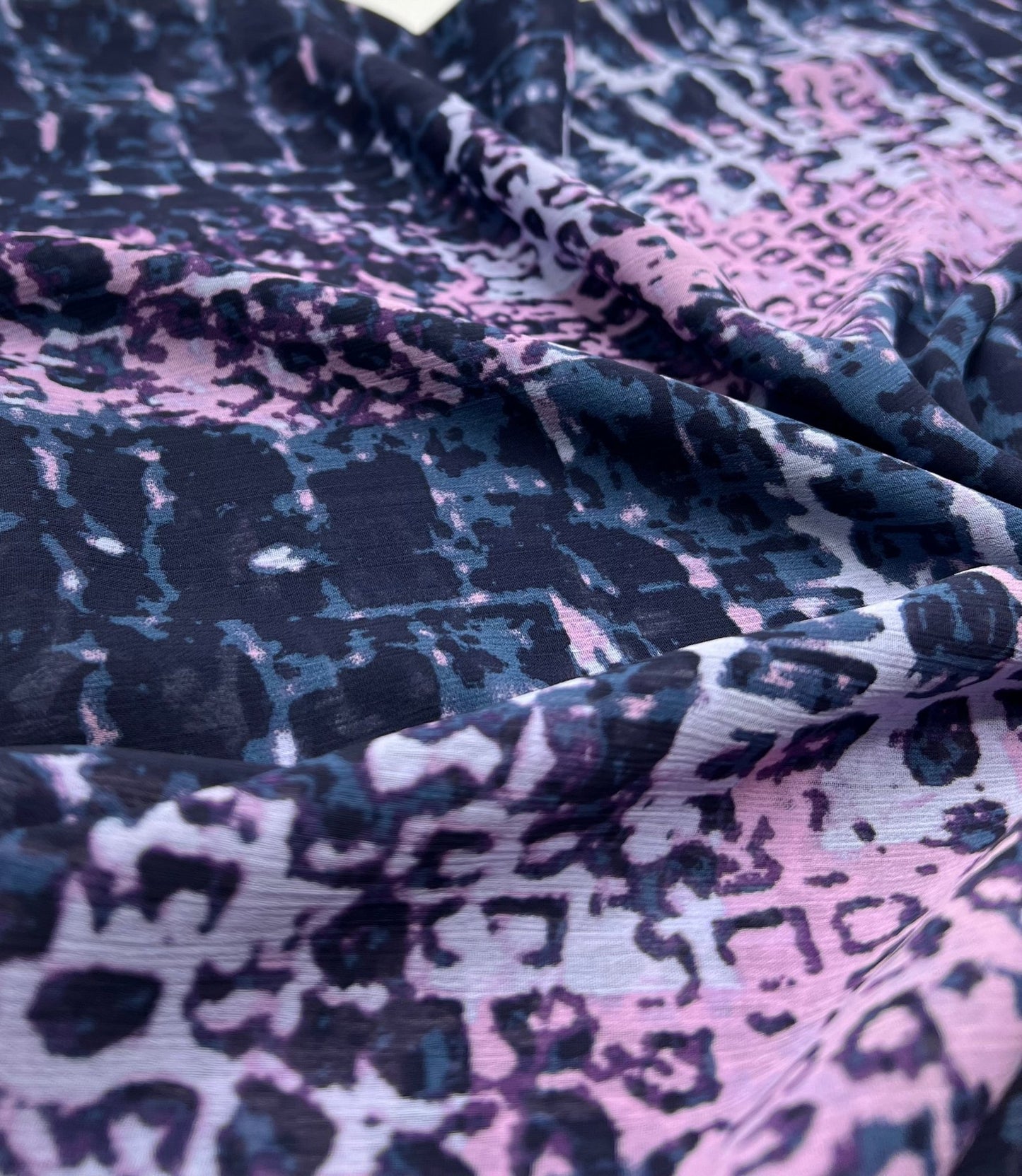Navy Purple Pink Mix Printed Chiffon Dress Fabric - T9 Fabrics