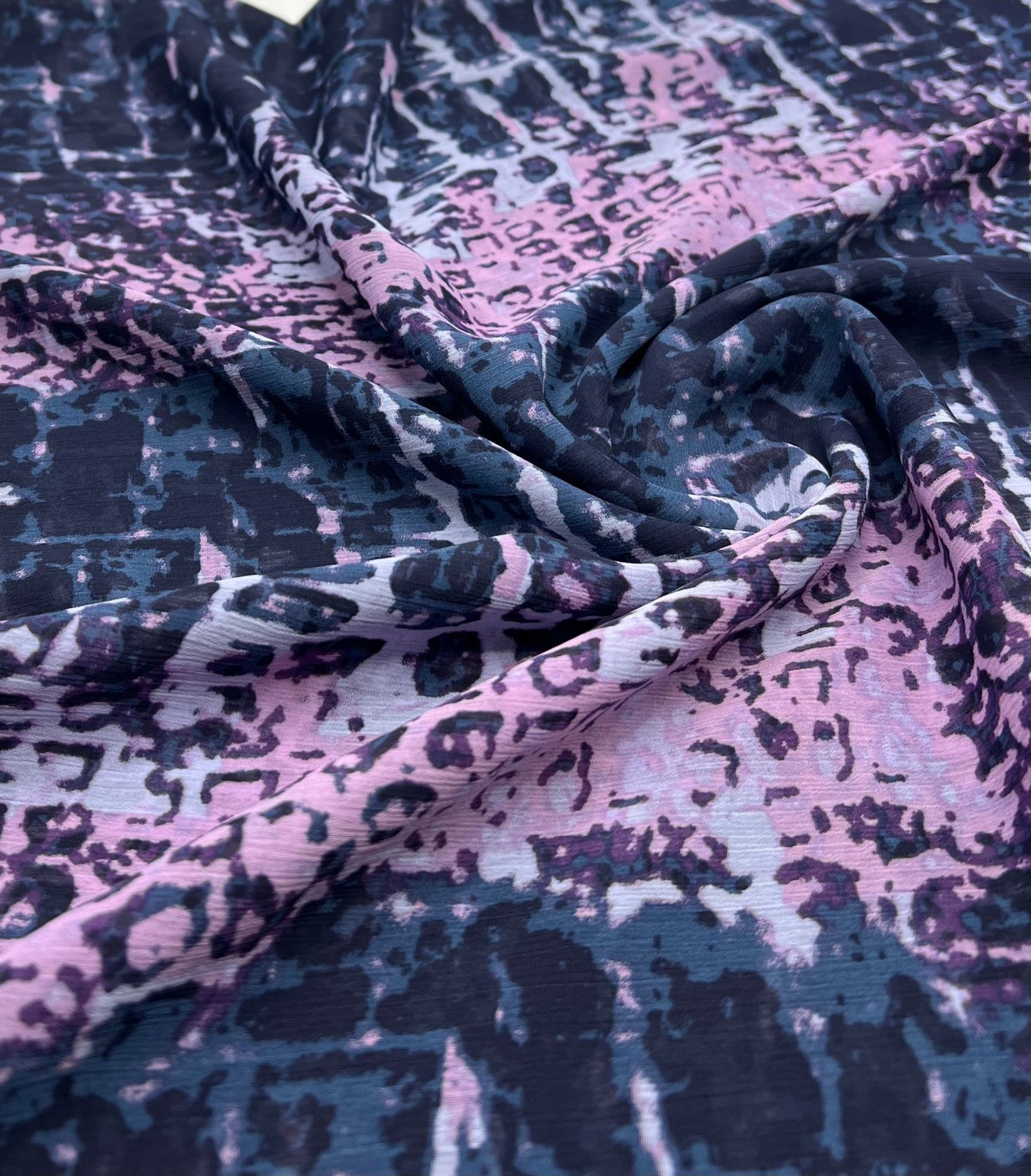 Navy Purple Pink Mix Printed Chiffon Dress Fabric - T9 Fabrics