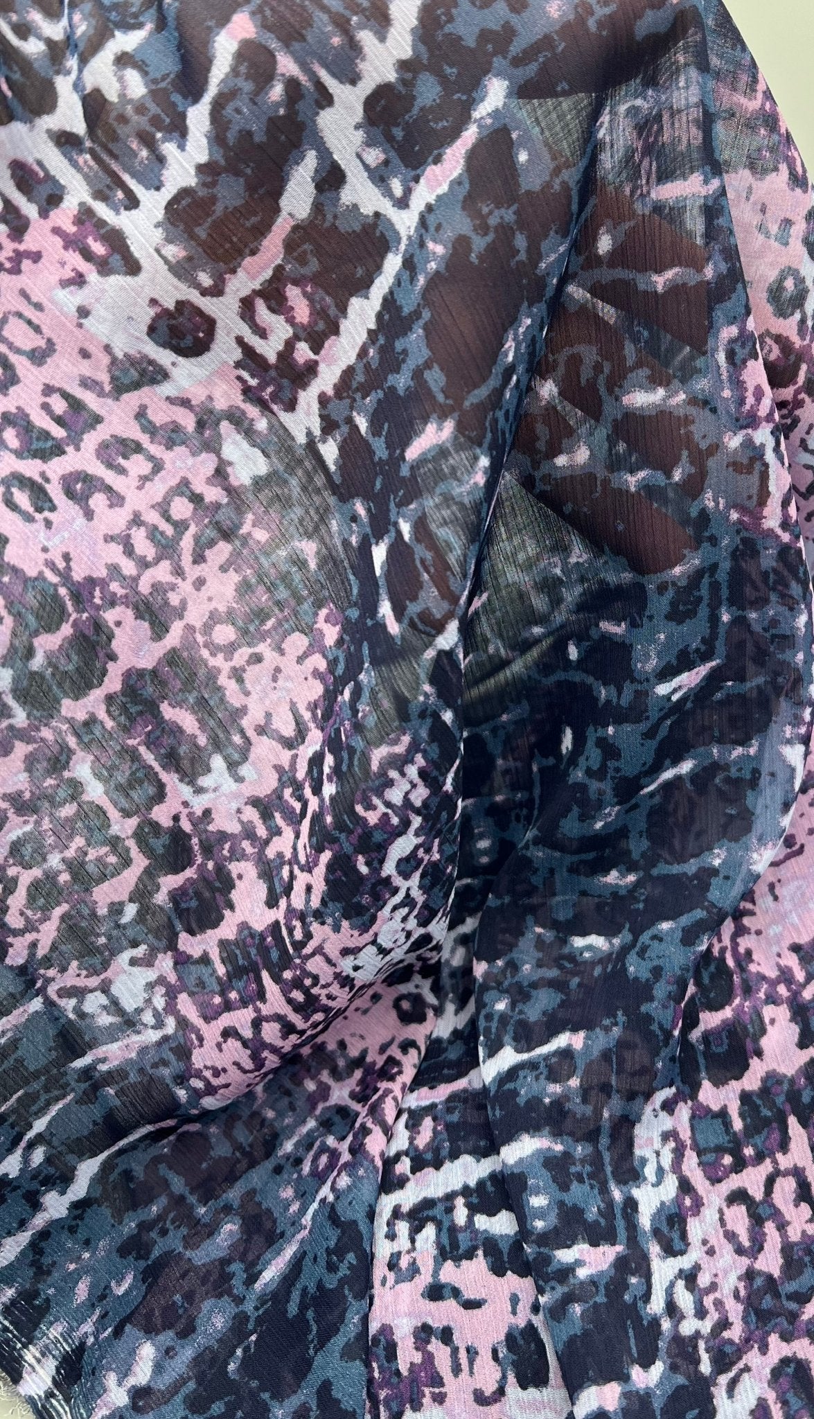 Navy Purple Pink Mix Printed Chiffon Dress Fabric - T9 Fabrics