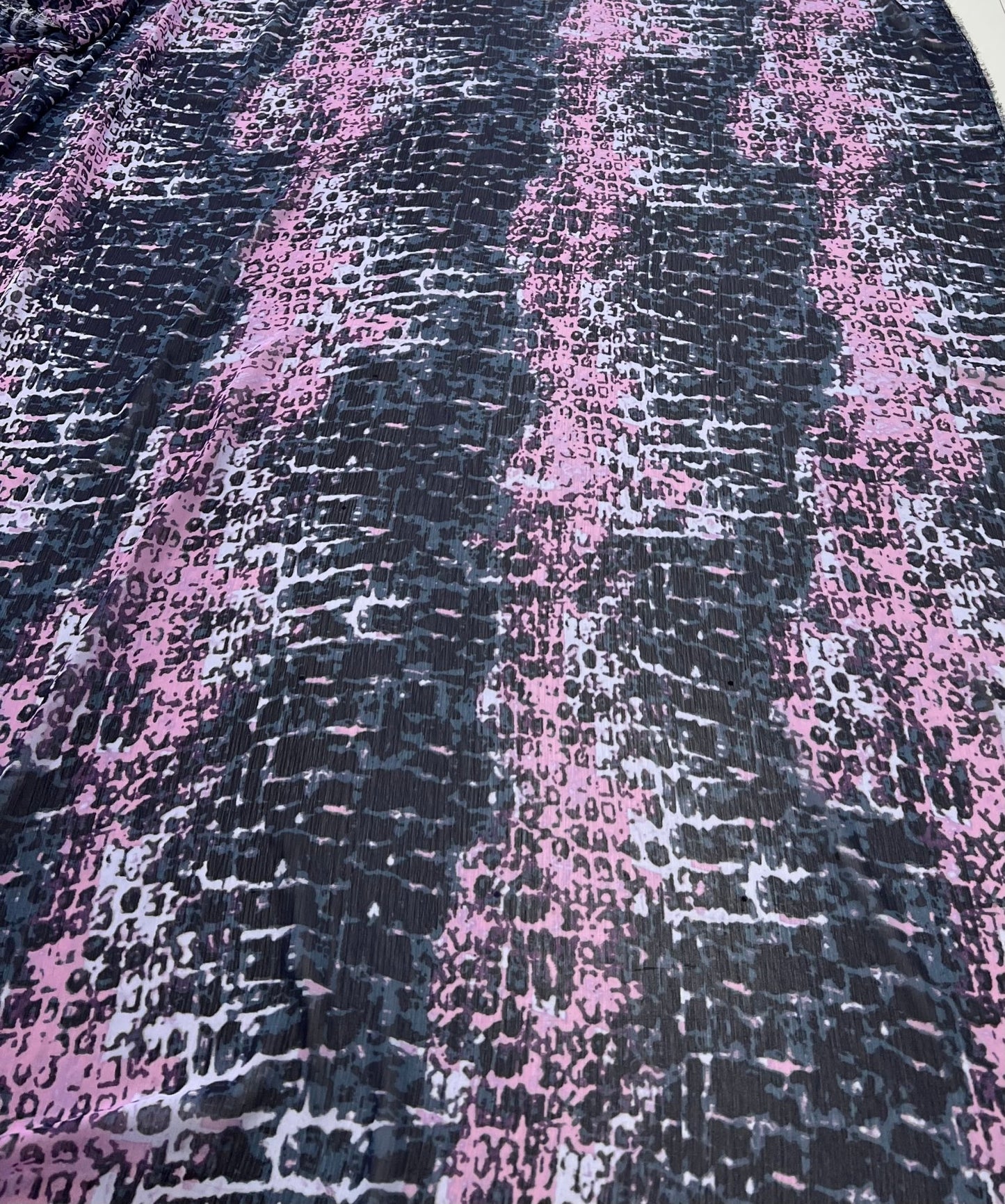 Navy Purple Pink Mix Printed Chiffon Dress Fabric - T9 Fabrics