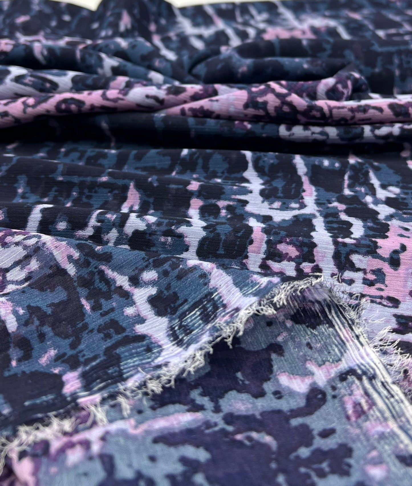 Navy Purple Pink Mix Printed Chiffon Dress Fabric - T9 Fabrics