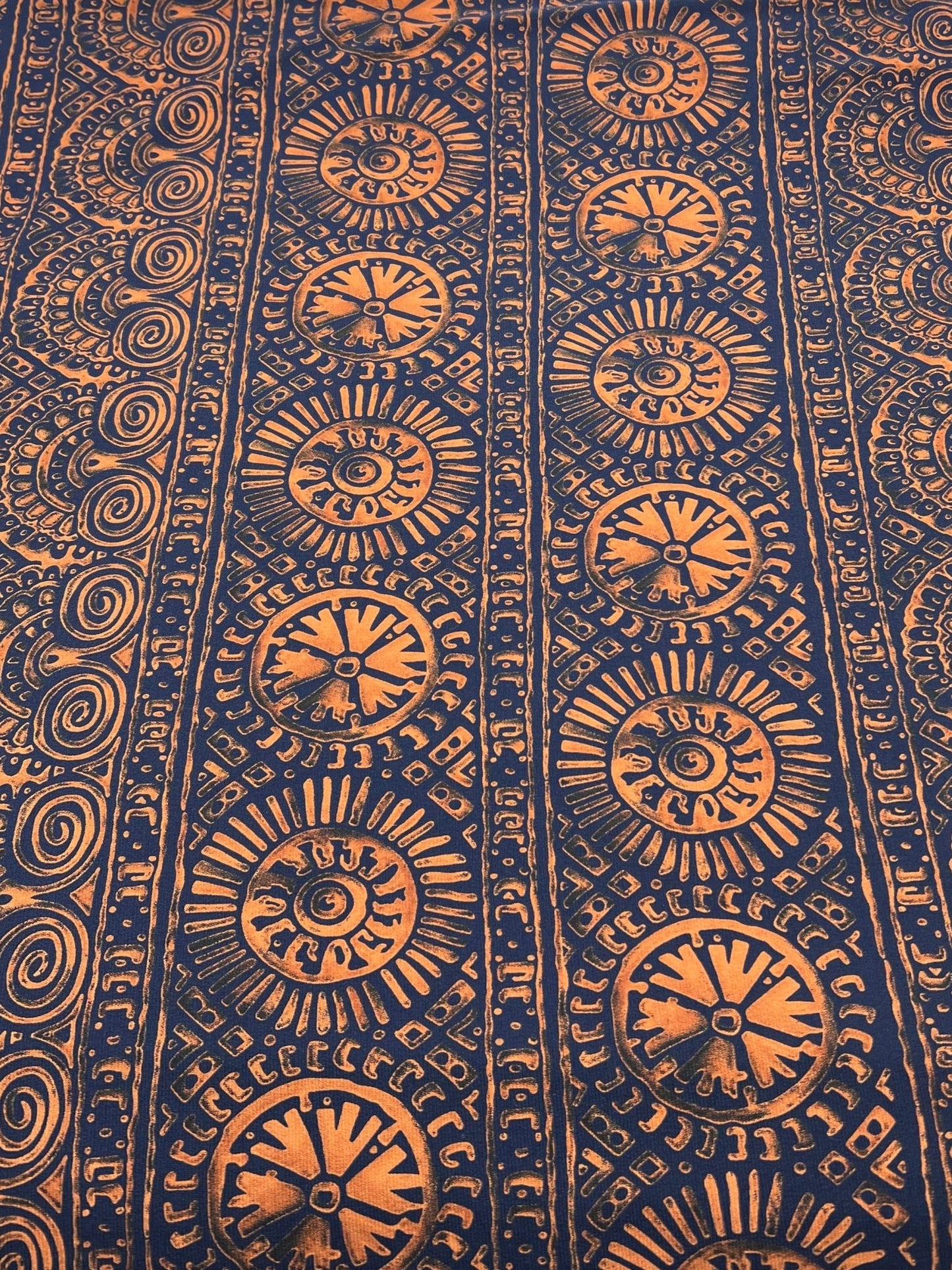 Navy Terracotta Print ITY Fabric 4 Way Stretch - T9 Fabrics