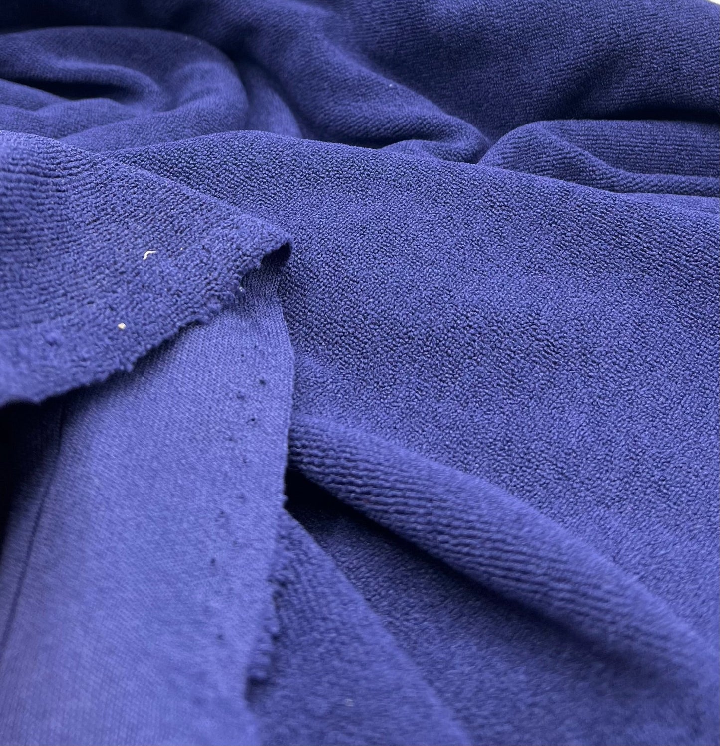Navy Terry Towelling Polyester Stretch Dress Craft Fabric - T9 Fabrics
