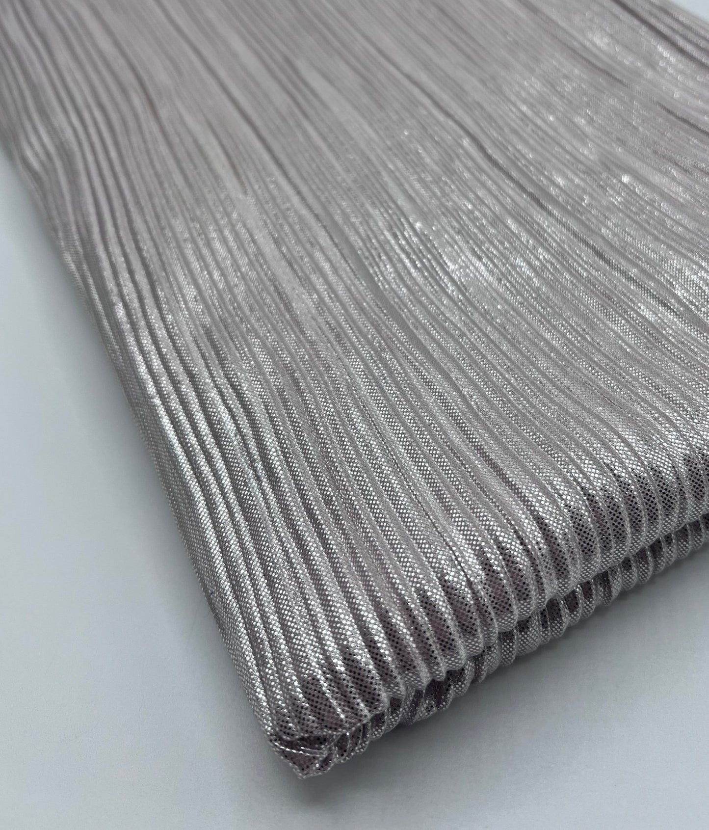 Nude Metallic Foil Shiny Plisse Pleated Stretch Fabric - T9 Fabrics