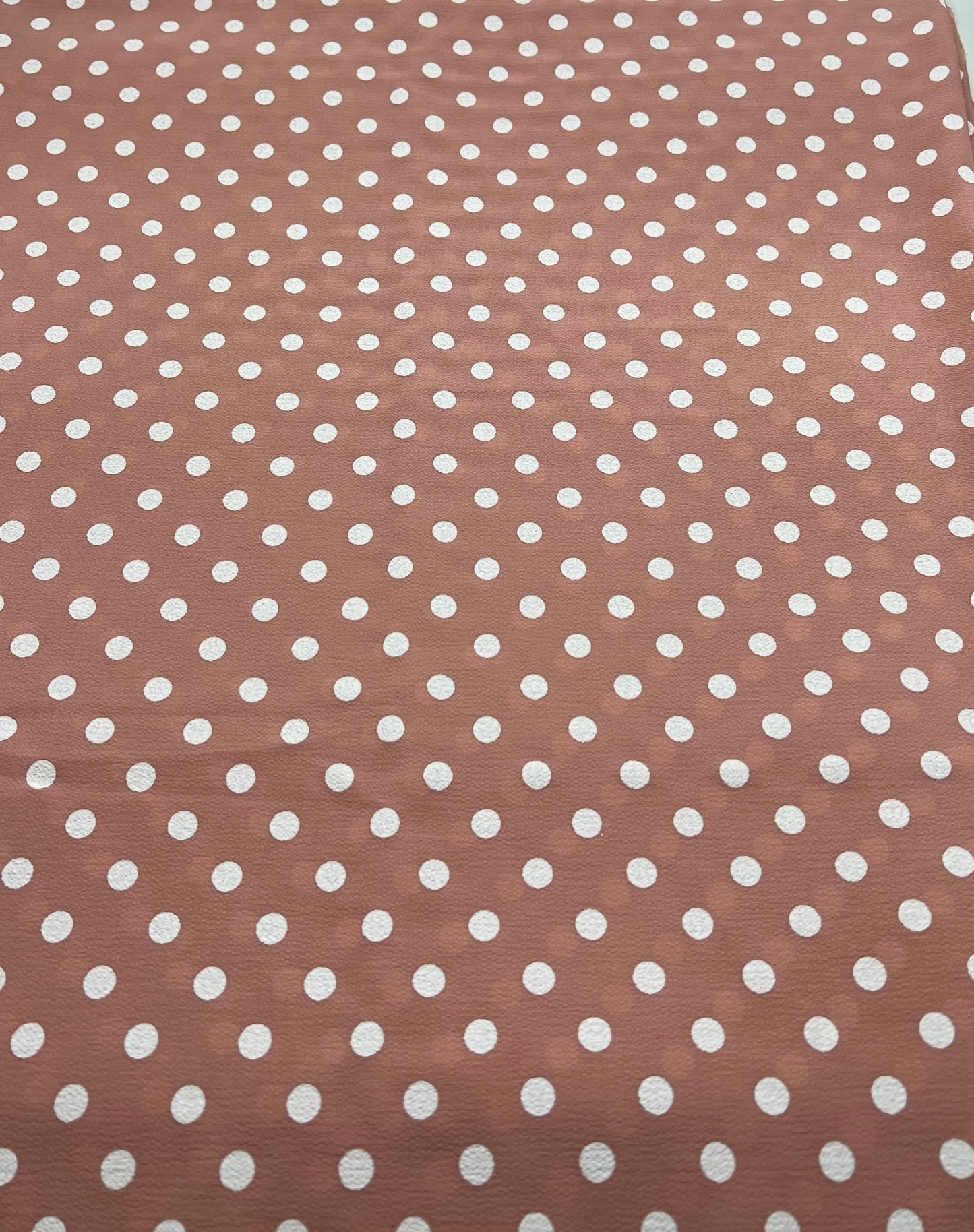 Nude White Polka Dot Print Lightweight Bubble Crepe Fabric - T9 Fabrics
