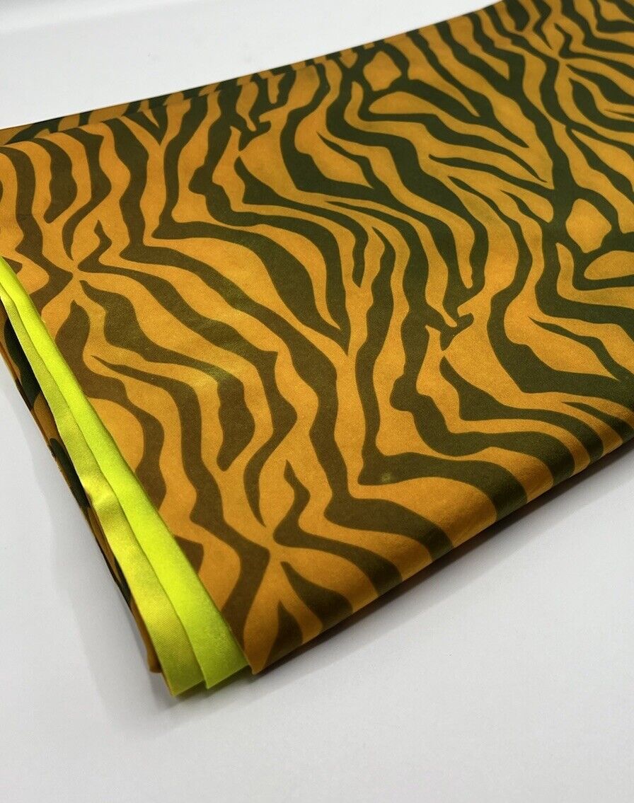 Orange Green Neon Zebra Swimwear / Sportswear Fabric - T9 Fabrics