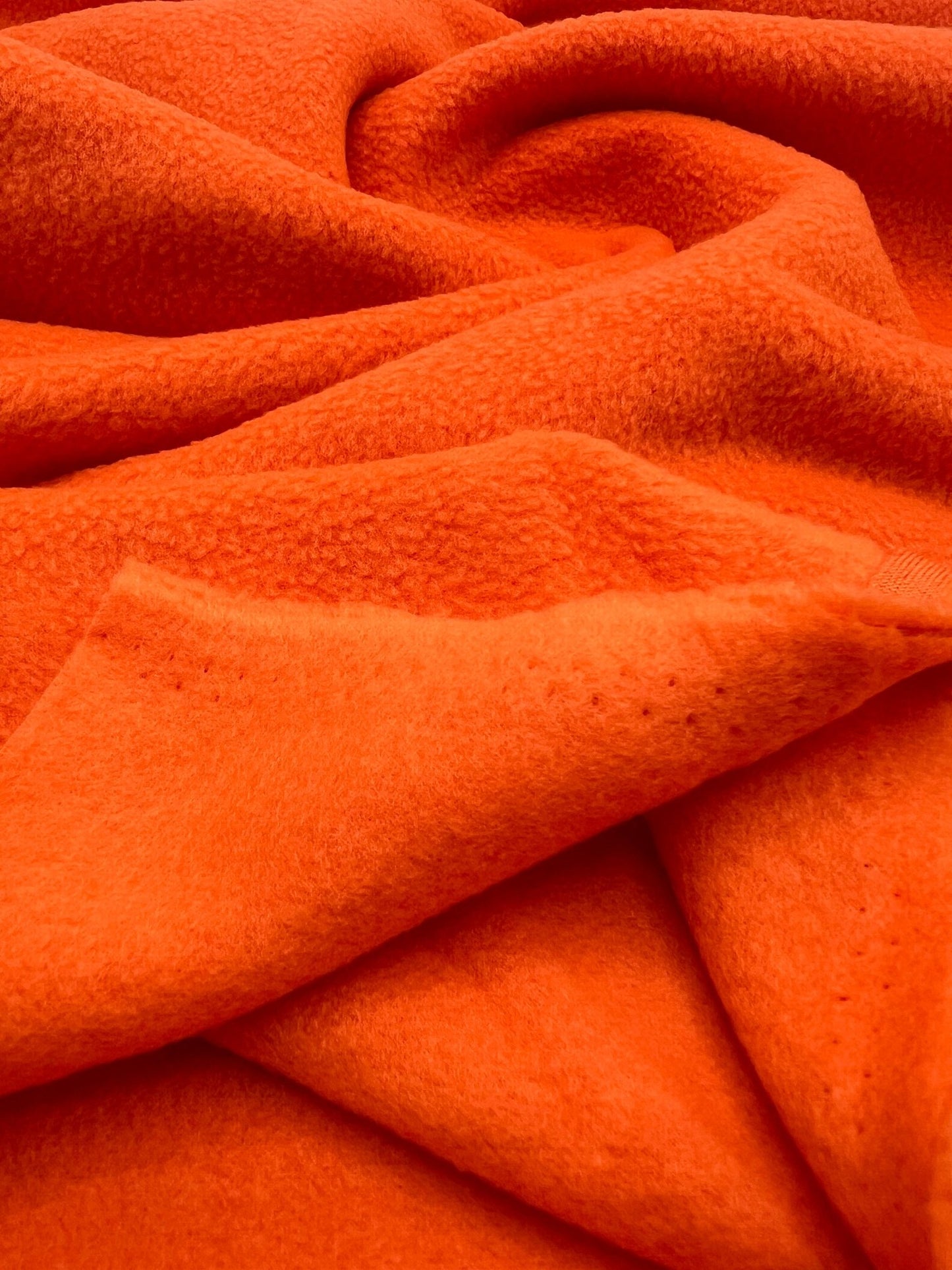 Orange Plain Anti - Pil Polar Fleece Fabric Blanket Loungewear - T9 Fabrics