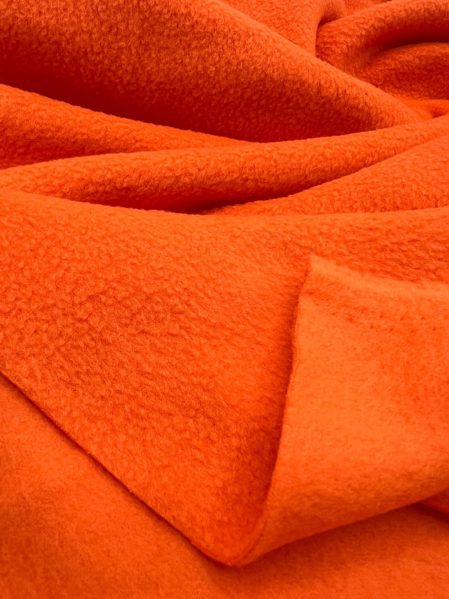 Orange Plain Anti - Pil Polar Fleece Fabric Blanket Loungewear - T9 Fabrics