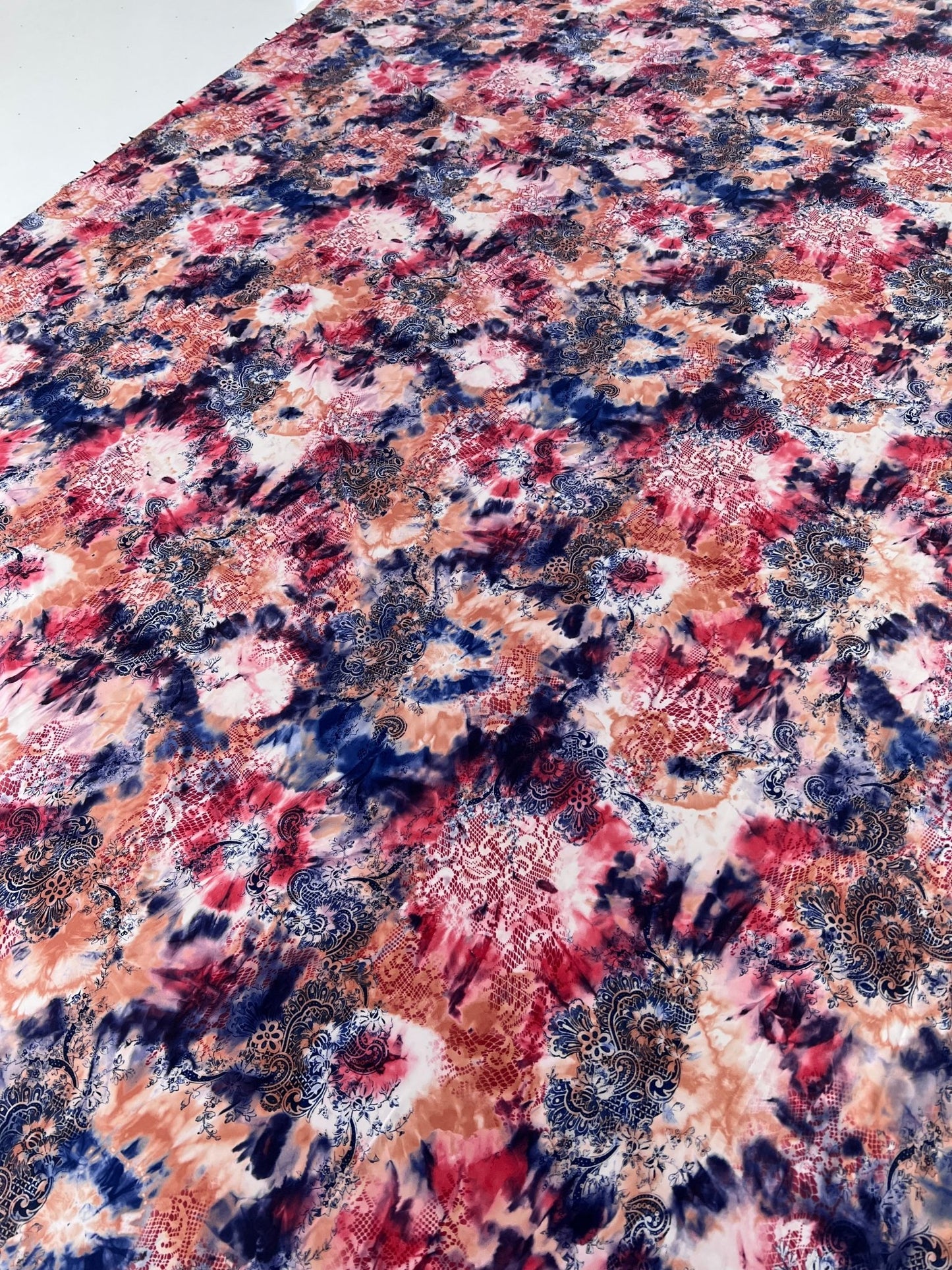 Paisley Tie Dye Mix Print Soft Touch 4 Way Stretch Fabric - T9 Fabrics