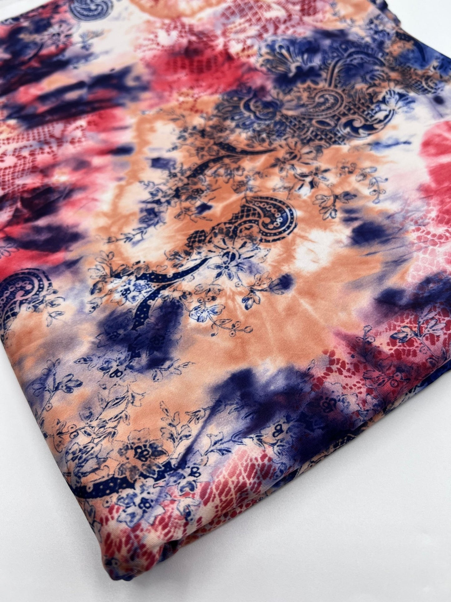 Paisley Tie Dye Mix Print Soft Touch 4 Way Stretch Fabric - T9 Fabrics