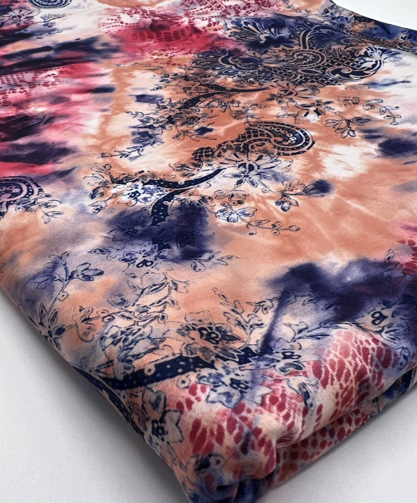 Paisley Tie Dye Mix Print Soft Touch 4 Way Stretch Fabric - T9 Fabrics