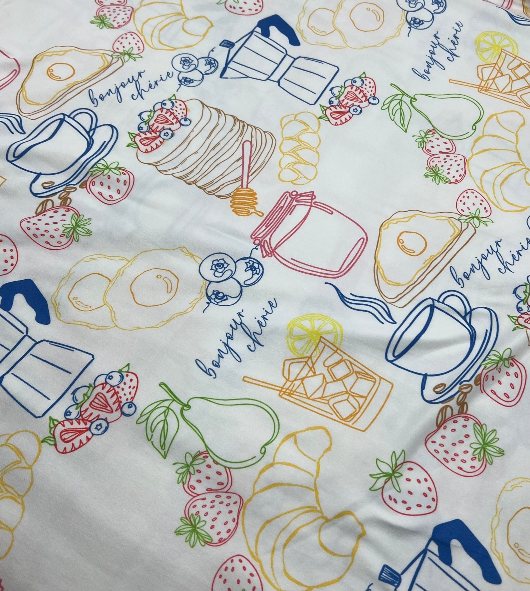 Pancake Breakfast Super Soft Print Spun Poly Stretch Fabric - T9 Fabrics
