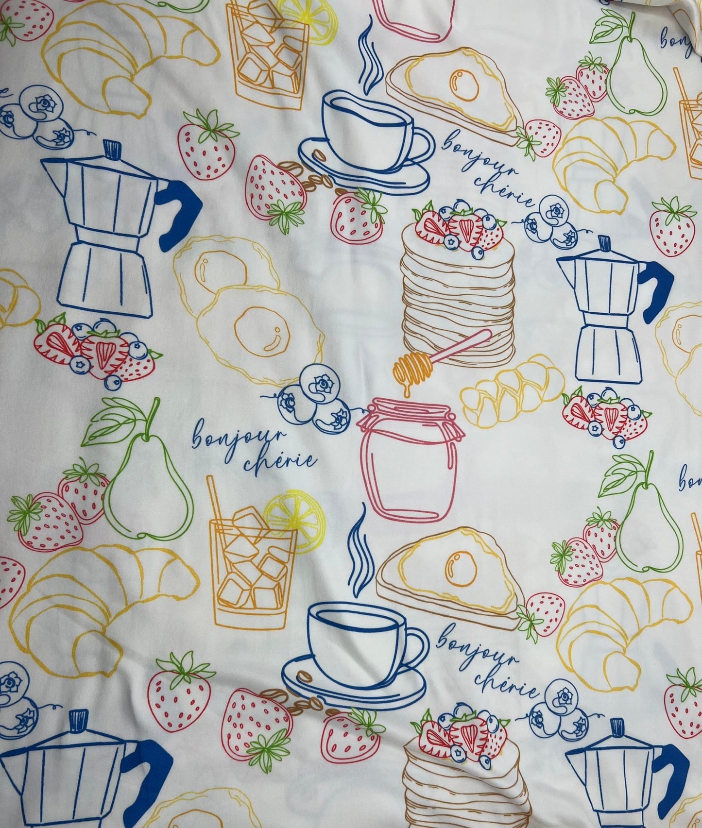 Pancake Breakfast Super Soft Print Spun Poly Stretch Fabric - T9 Fabrics