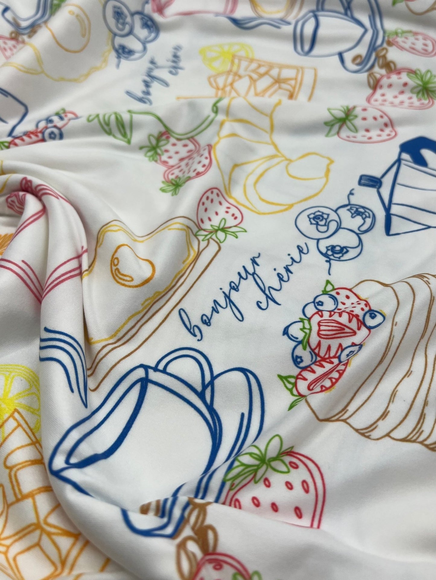 Pancake Breakfast Super Soft Print Spun Poly Stretch Fabric - T9 Fabrics