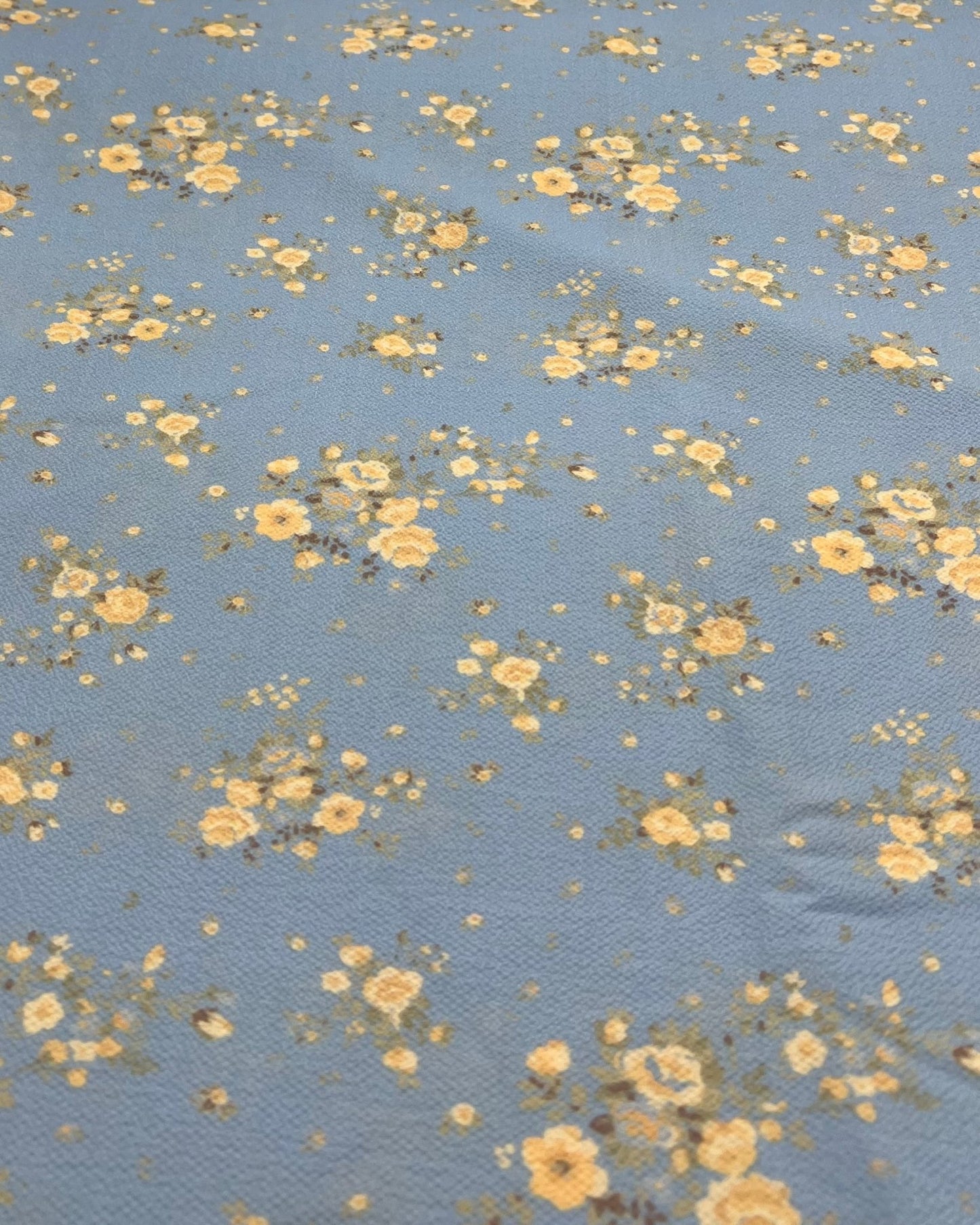 Pastel Blue Ditsy Floral Print Lightweight Bubble Crepe Fabric - T9 Fabrics