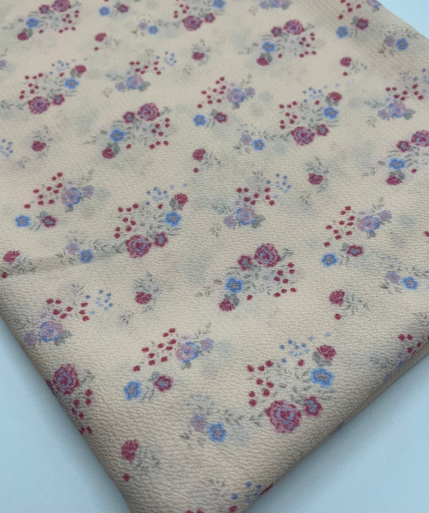 Pastel Yellow Ditsy Floral Print Lightweight Bubble Crepe Fabric - T9 Fabrics