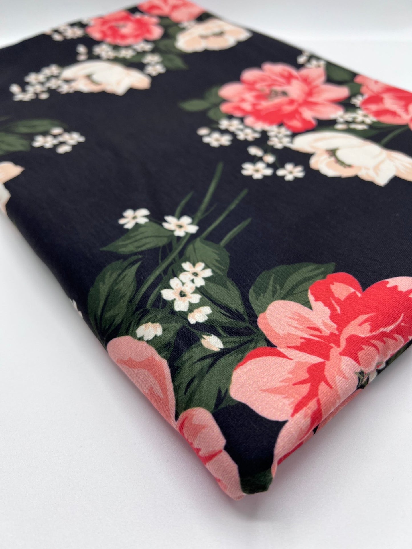 Peach Nude Floral Print Viscose Elastane 4 Way Stretch Fabric - T9 Fabrics