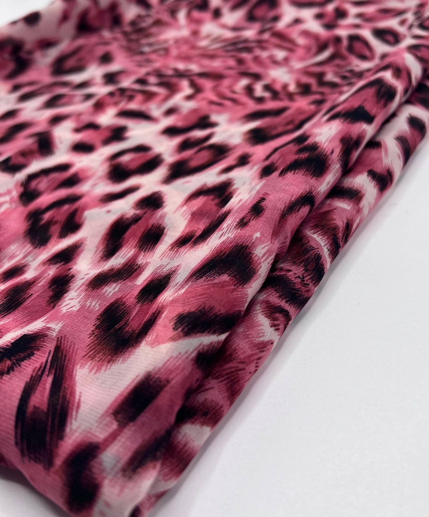 Pink Black Animal Print Non Stretch Chiffon Sheer Dress Bridal Fabric - T9 Fabrics