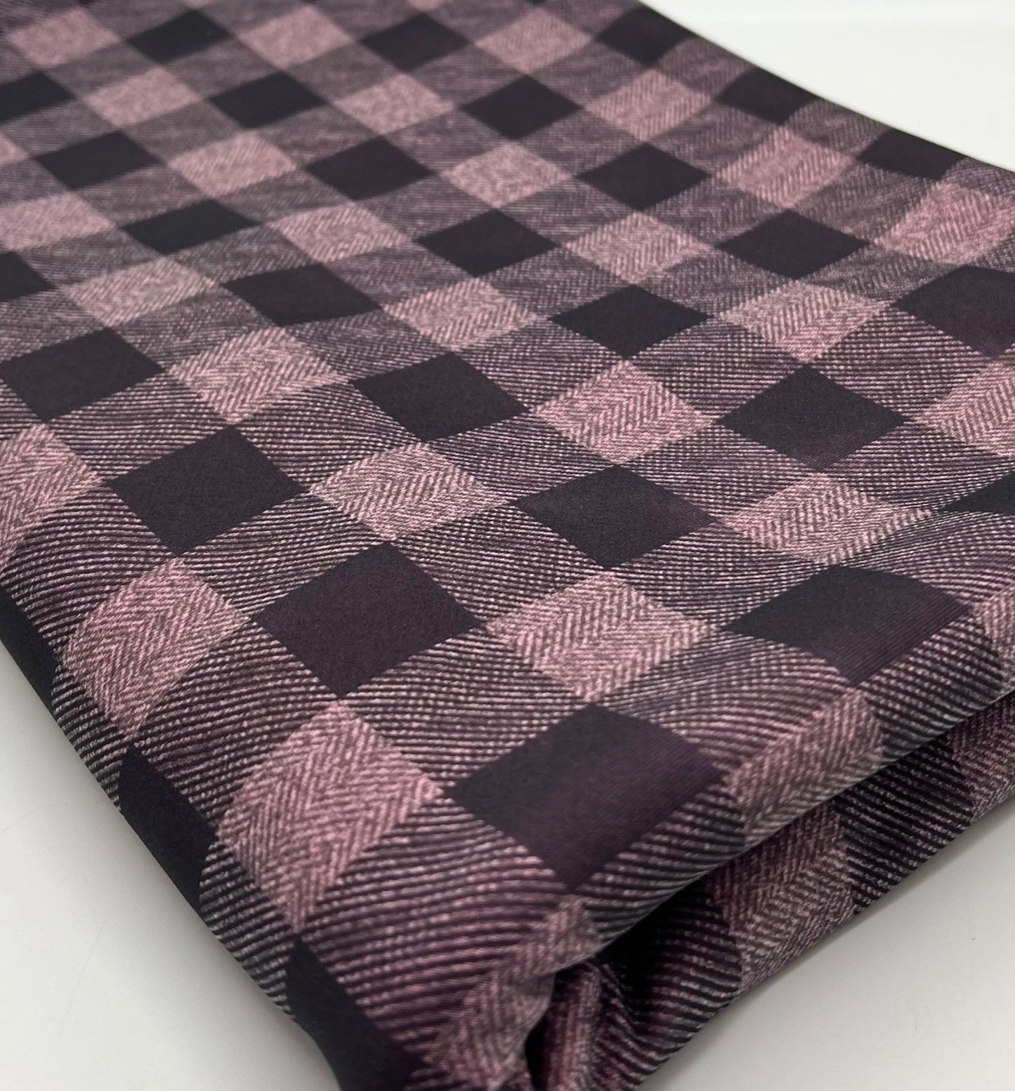 Pink Black Check Printed Plain Scuba 2 Way Stretch Jersey Fabric - T9 Fabrics