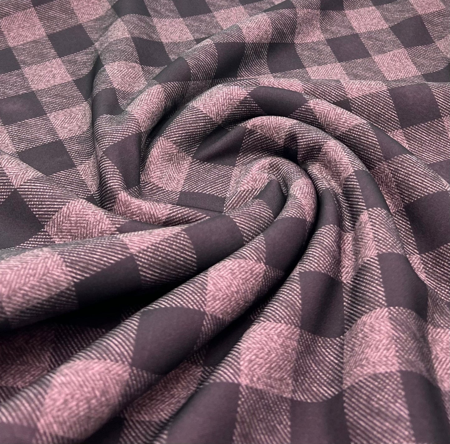 Pink Black Check Printed Plain Scuba 2 Way Stretch Jersey Fabric - T9 Fabrics