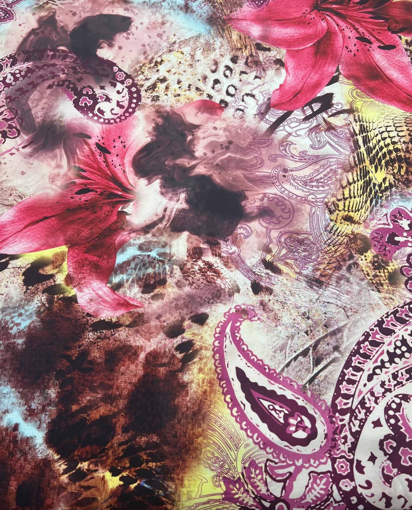 Pink Floral Animal Print Soft Touch 4 Way Stretch Fabric - T9 Fabrics