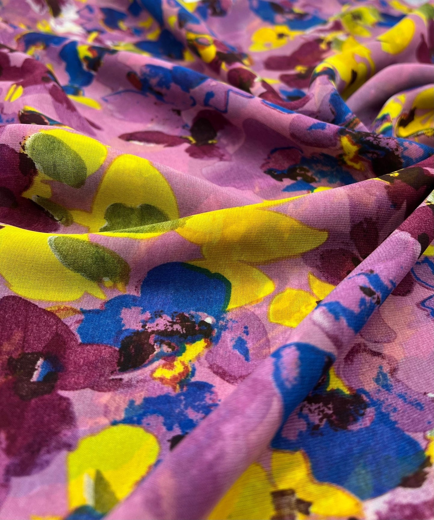 Pink Floral Printed Chiffon Dress Fabric - T9 Fabrics