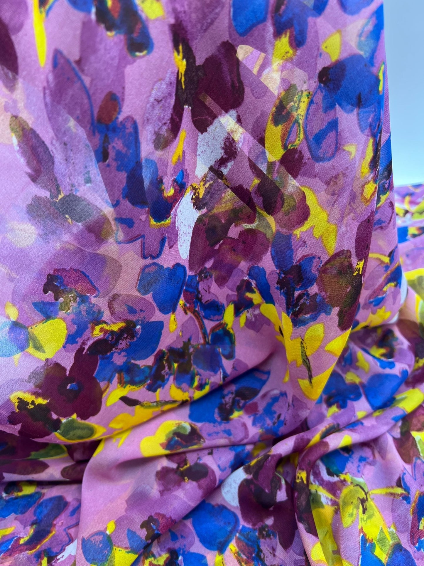 Pink Floral Printed Chiffon Dress Fabric - T9 Fabrics