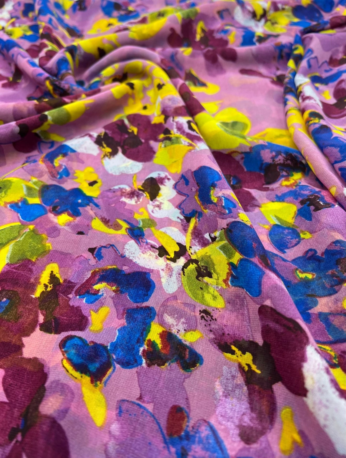 Pink Floral Printed Chiffon Dress Fabric - T9 Fabrics