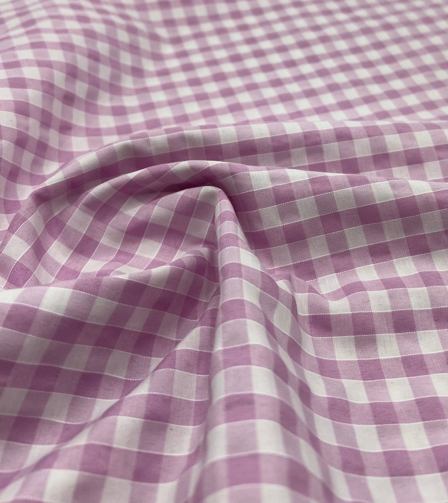 Pink Gingham Printed Poly Cotton 90 GSM 80/20 44 Inch Non Stretch - T9 Fabrics