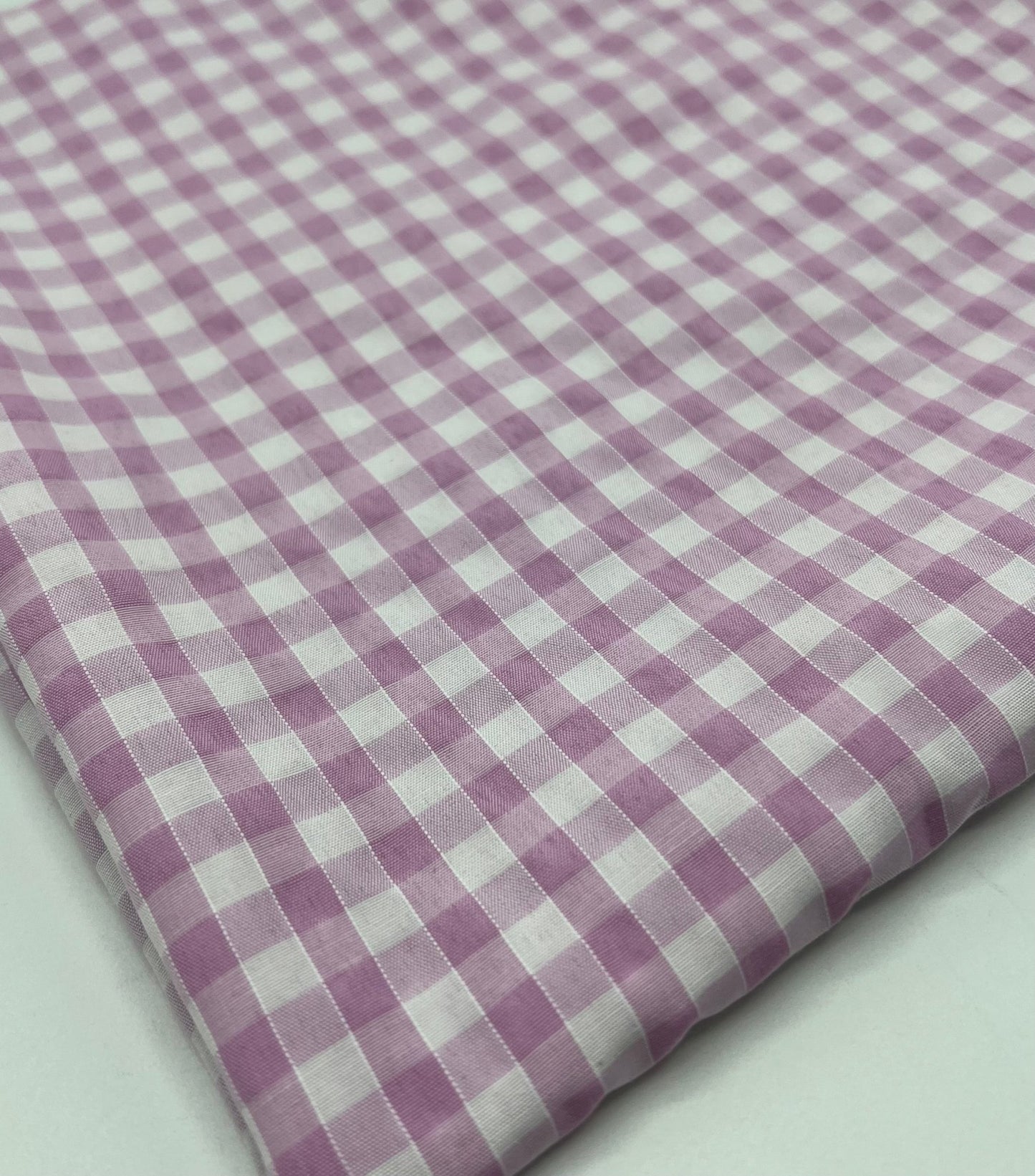 Pink Gingham Printed Poly Cotton 90 GSM 80/20 44 Inch Non Stretch - T9 Fabrics