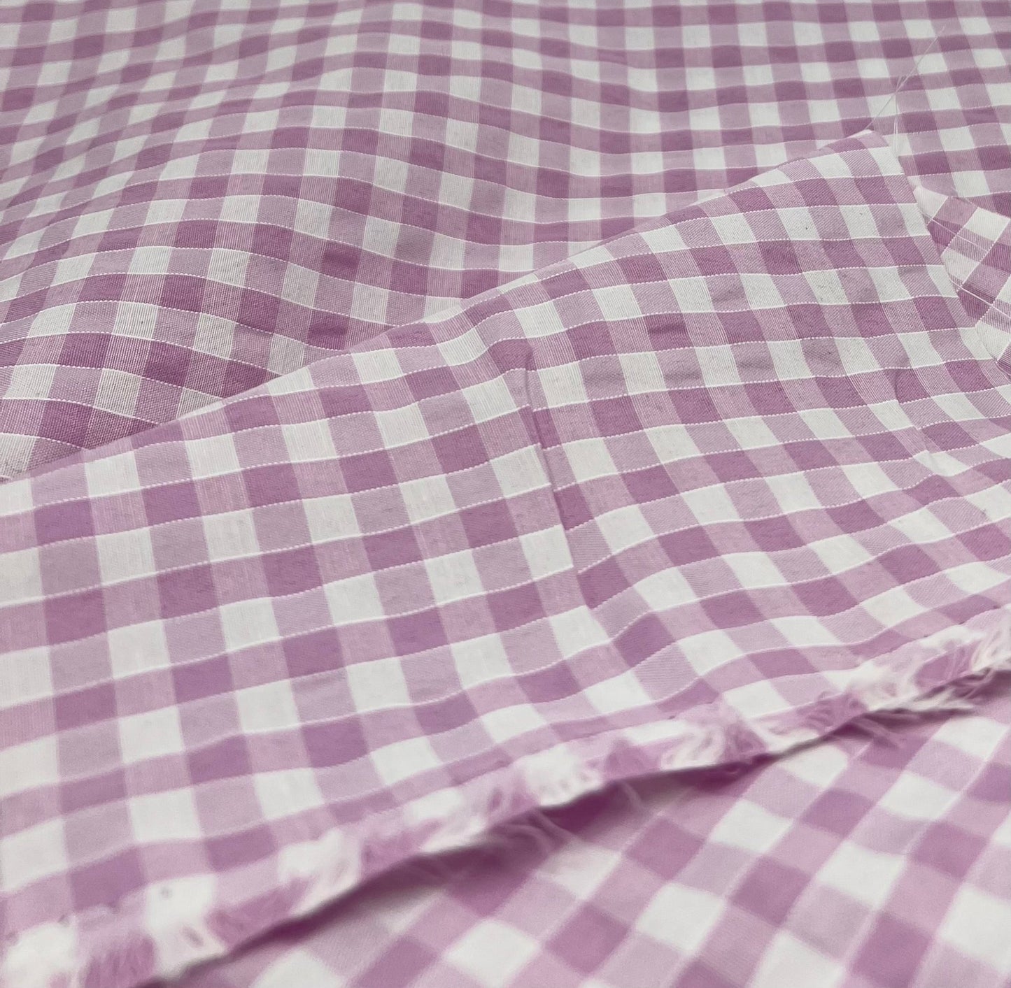 Pink Gingham Printed Poly Cotton 90 GSM 80/20 44 Inch Non Stretch - T9 Fabrics