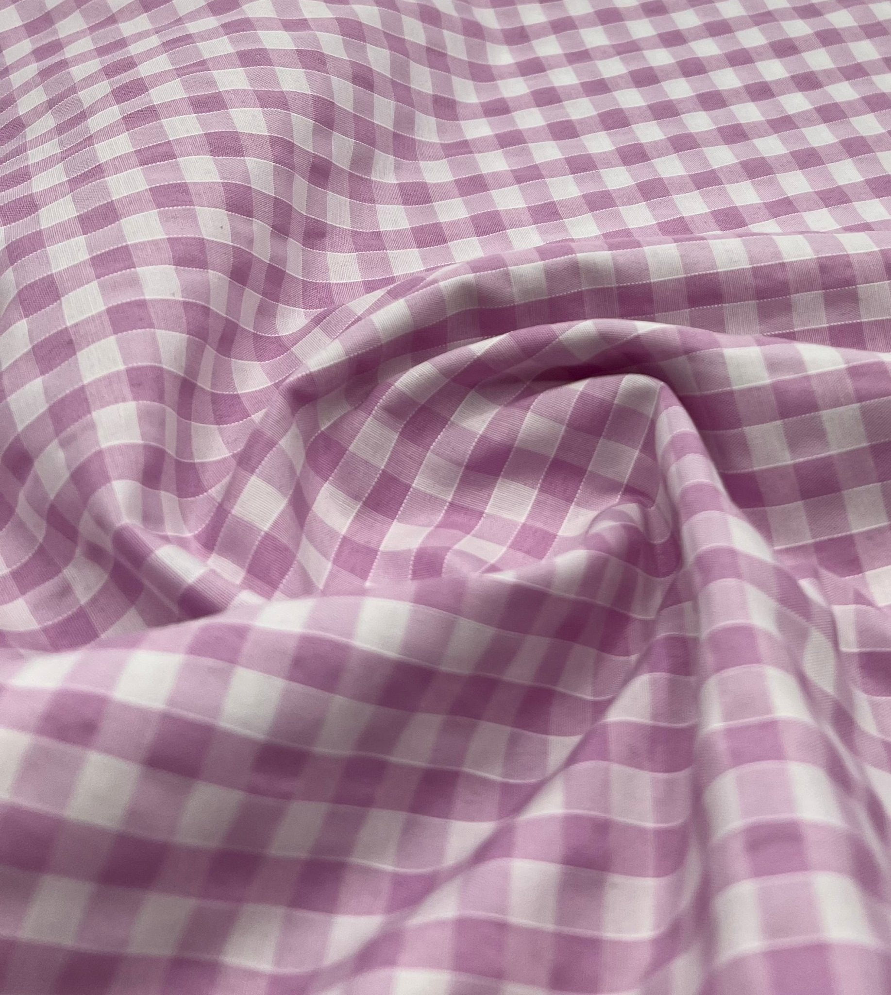 Pink Gingham Printed Poly Cotton 90 GSM 80/20 44 Inch Non Stretch - T9 Fabrics