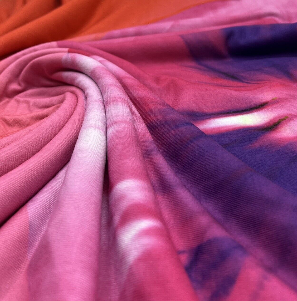 Pink Large Floral Print Spun Poly Stretch Fabric - T9 Fabrics