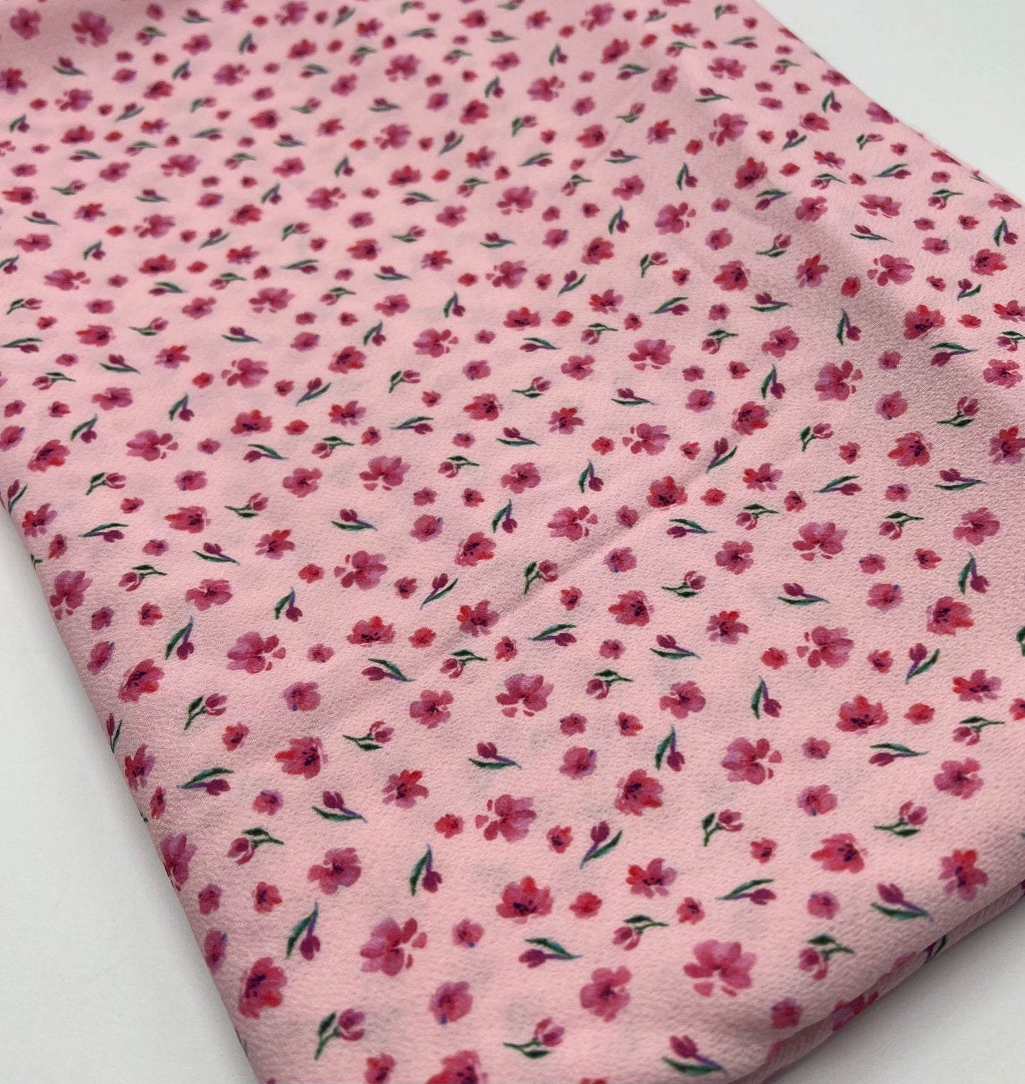 Pink Pink Ditsy Print Lightweight Bubble Crepe Fabric - T9 Fabrics