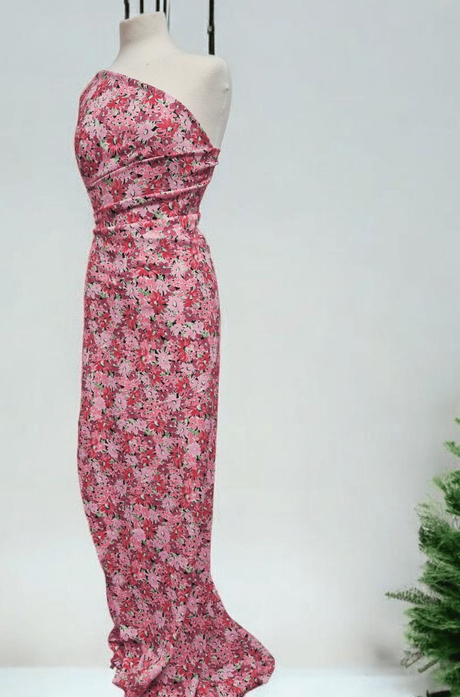 Pink & Purple Mix Floral Printed Scuba Crepe Jersey Fabric 4 Way Stretch - T9 Fabrics