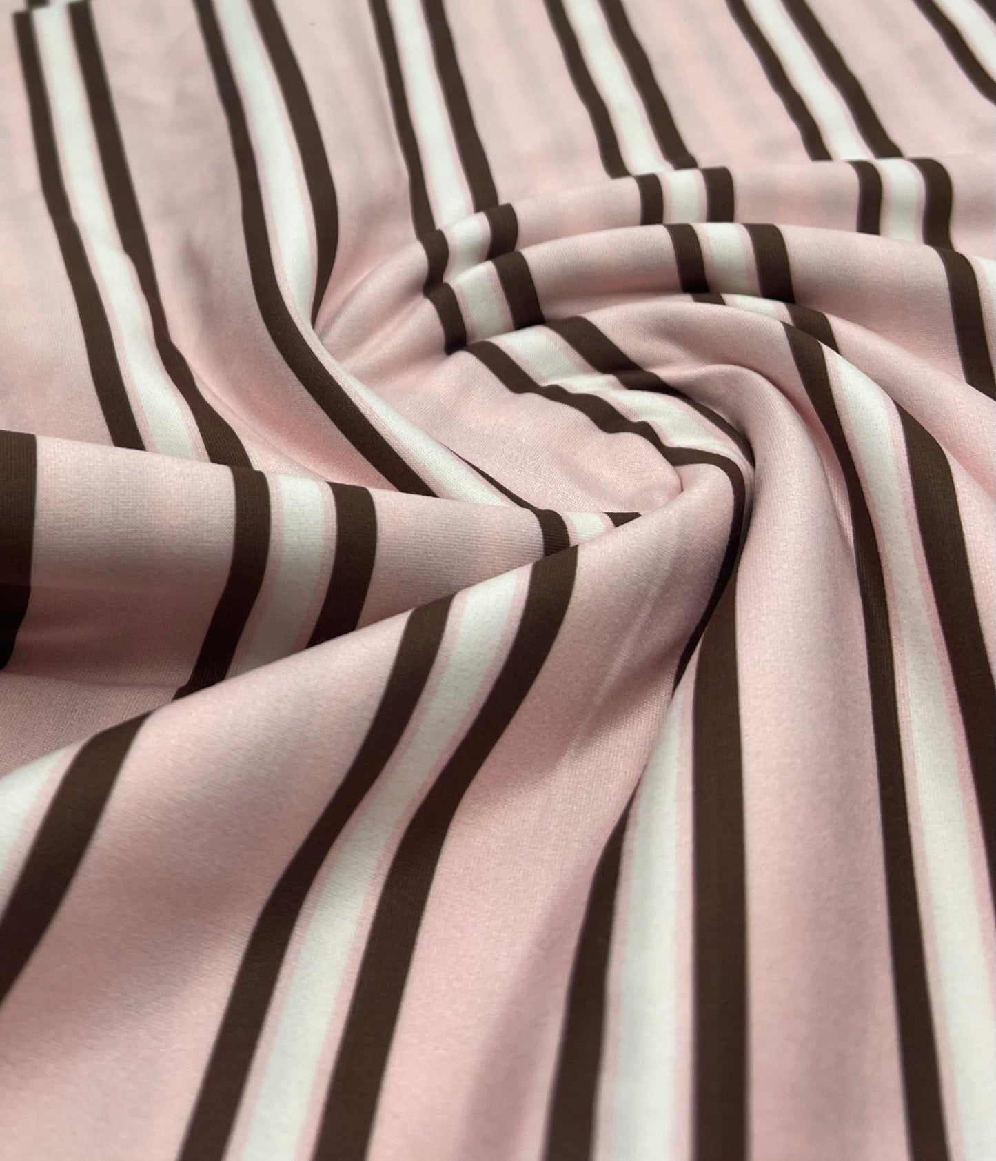 Pink Stripe Super Soft Print Spun Poly Stretch Fabric - T9 Fabrics