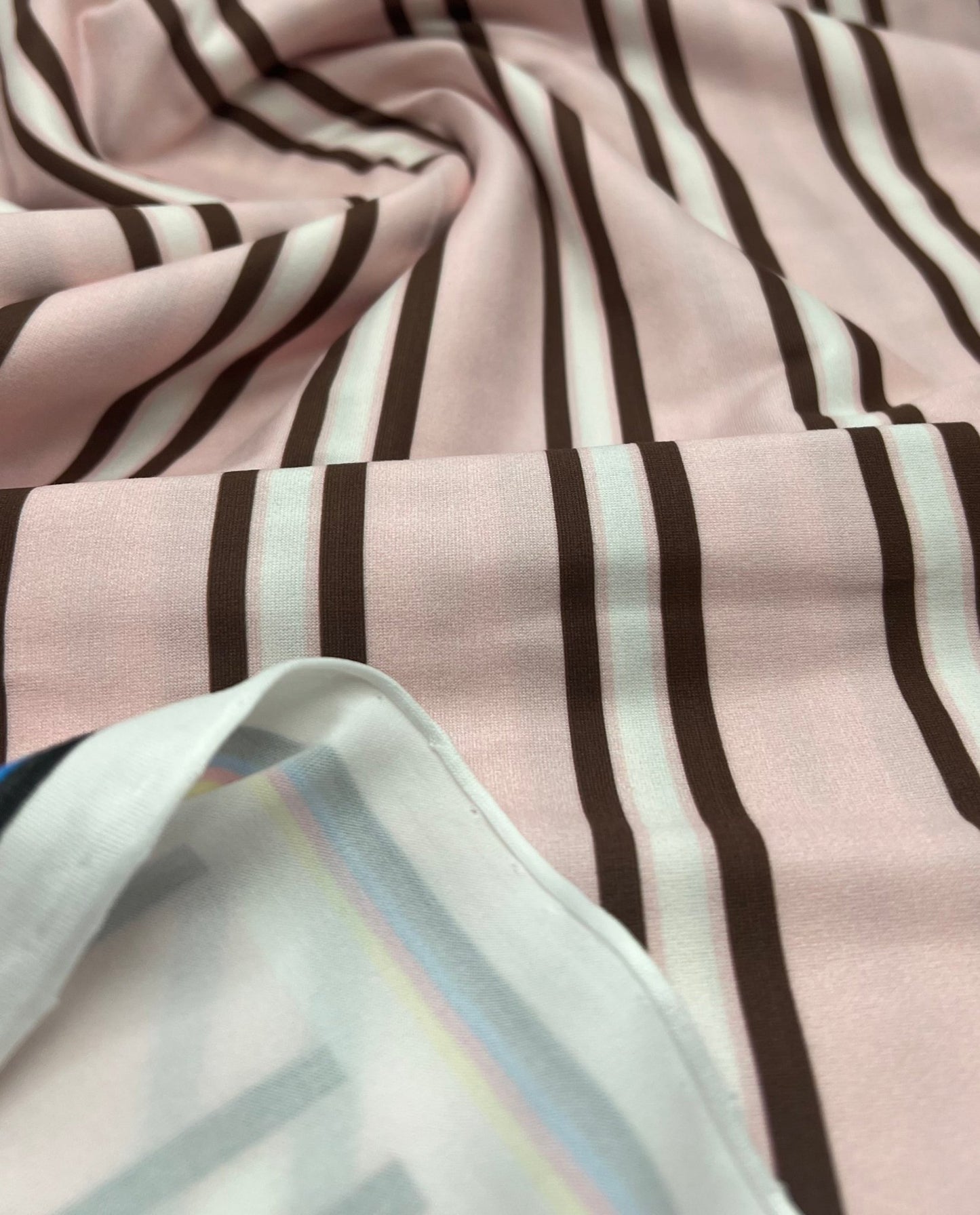 Pink Stripe Super Soft Print Spun Poly Stretch Fabric - T9 Fabrics
