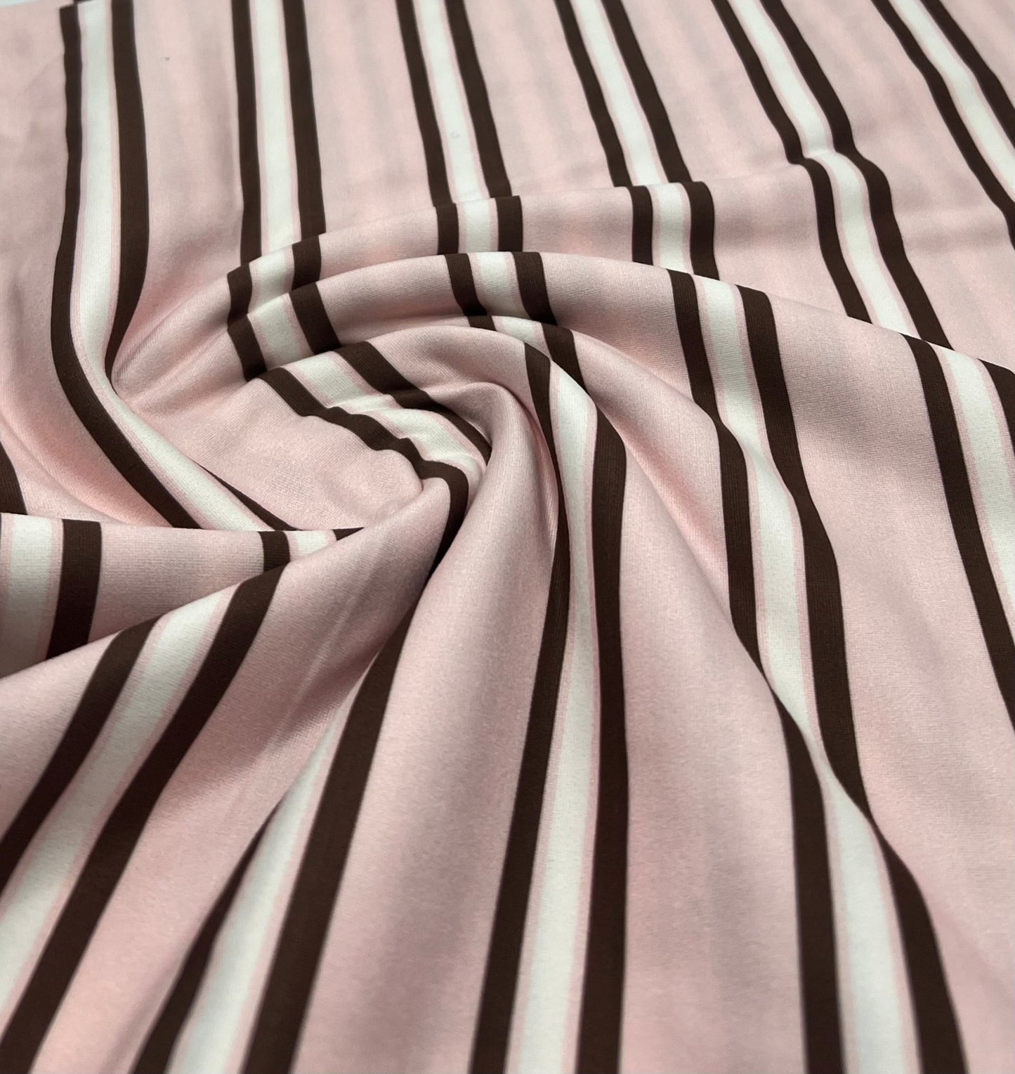 Pink Stripe Super Soft Print Spun Poly Stretch Fabric - T9 Fabrics