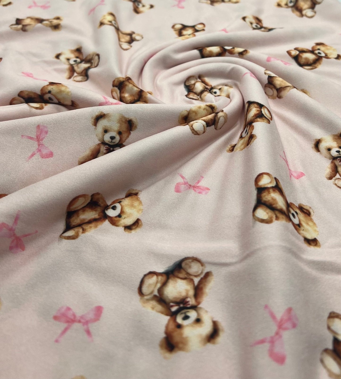 Pink Teddy Super Soft Print Spun Poly Stretch Fabric - T9 Fabrics