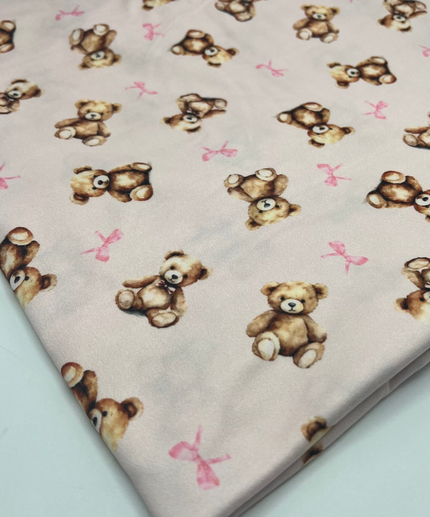 Pink Teddy Super Soft Print Spun Poly Stretch Fabric - T9 Fabrics