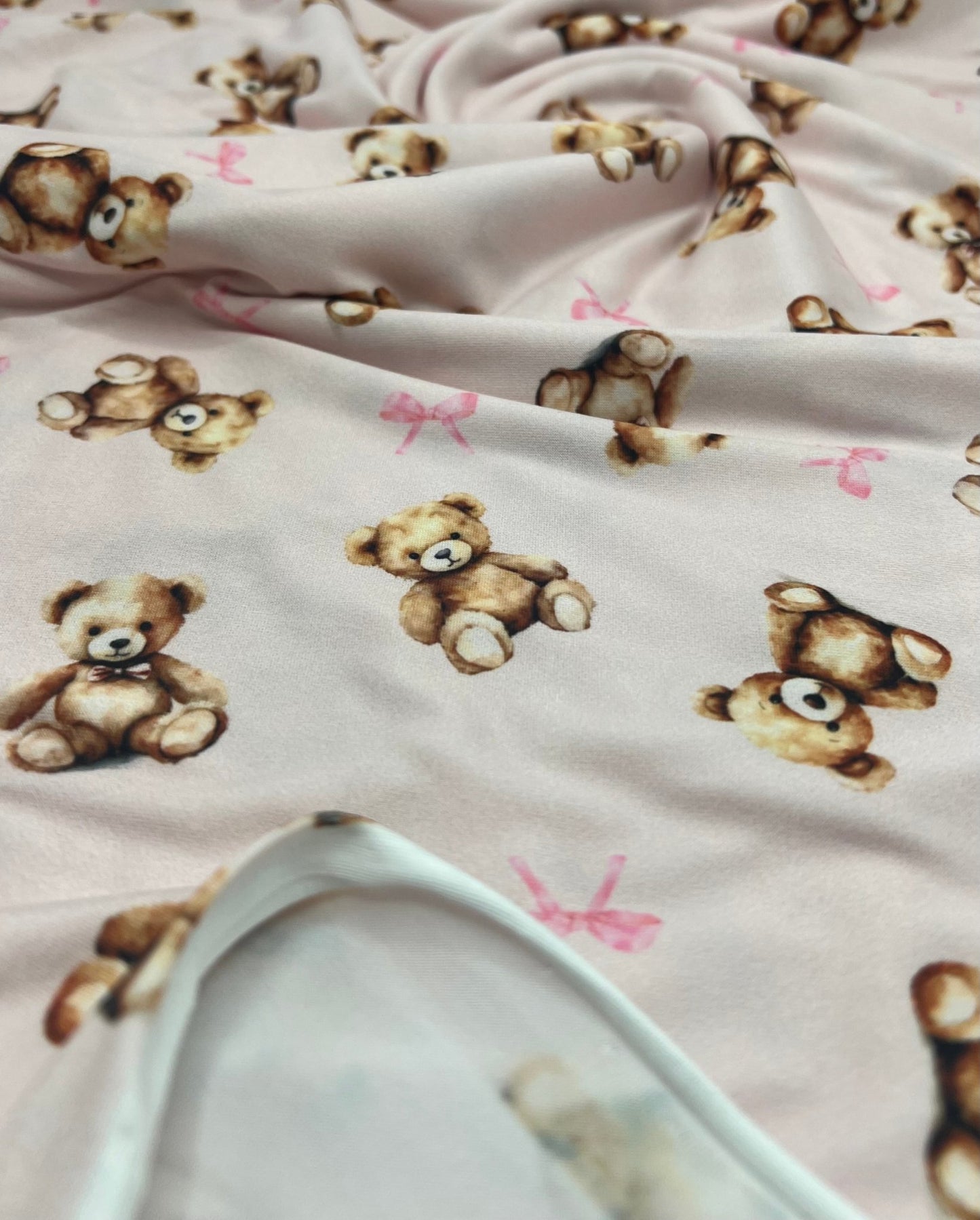 Pink Teddy Super Soft Print Spun Poly Stretch Fabric - T9 Fabrics